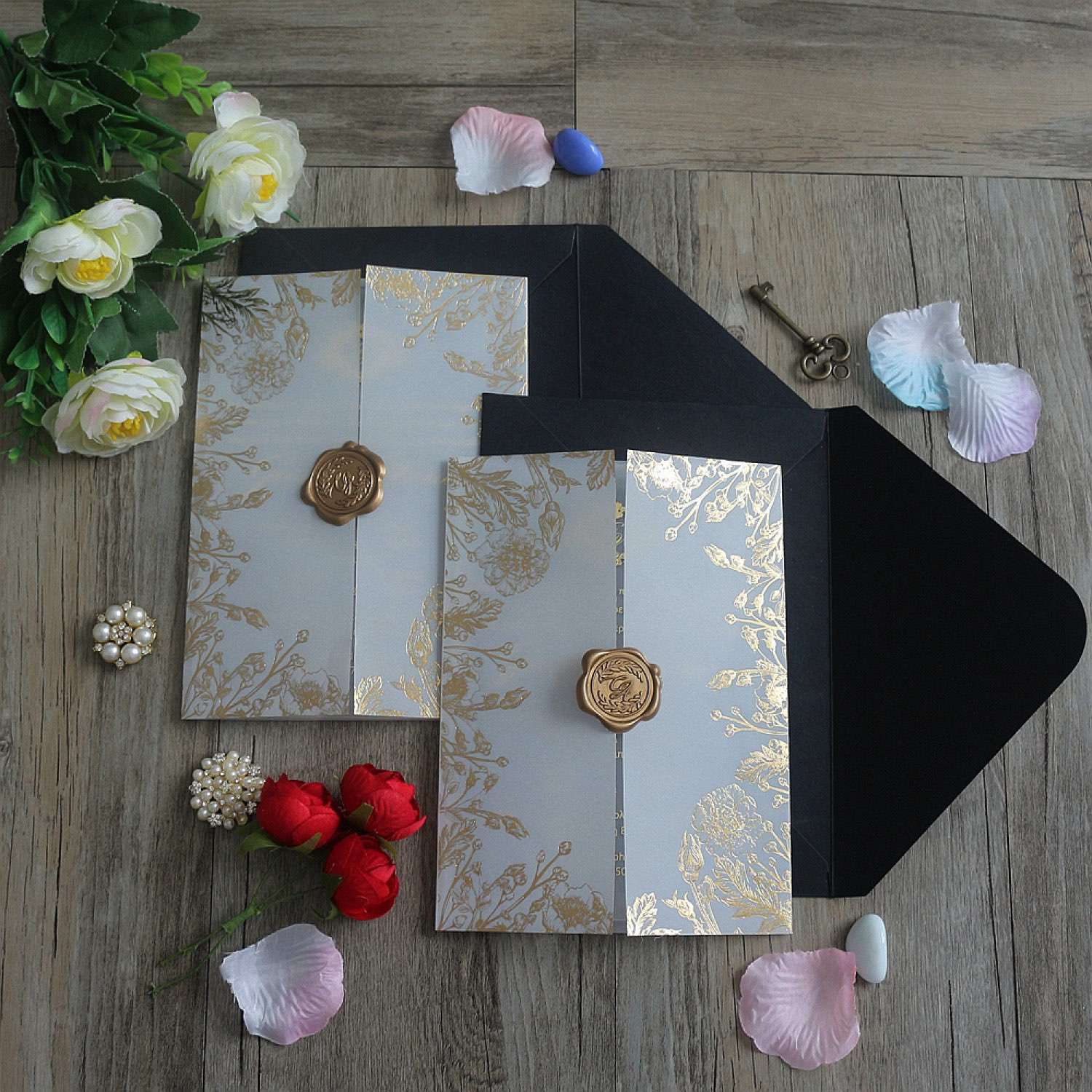 Acrylic Marriage Invitation Card Elegant Invitation Foiling Printing